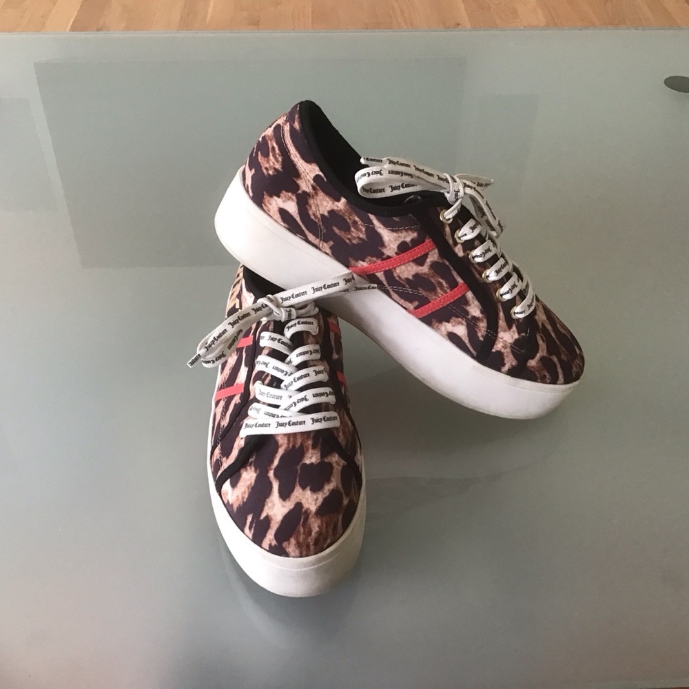 Y2K Juicy Couture Leopard Animal Print Platform Bounce Sneakers Logo‎ Laces 8